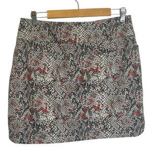 Tribal Snakeskin Print Skort Sz 10 Colorful Stretchy Mini Pockets Athleisure Tan